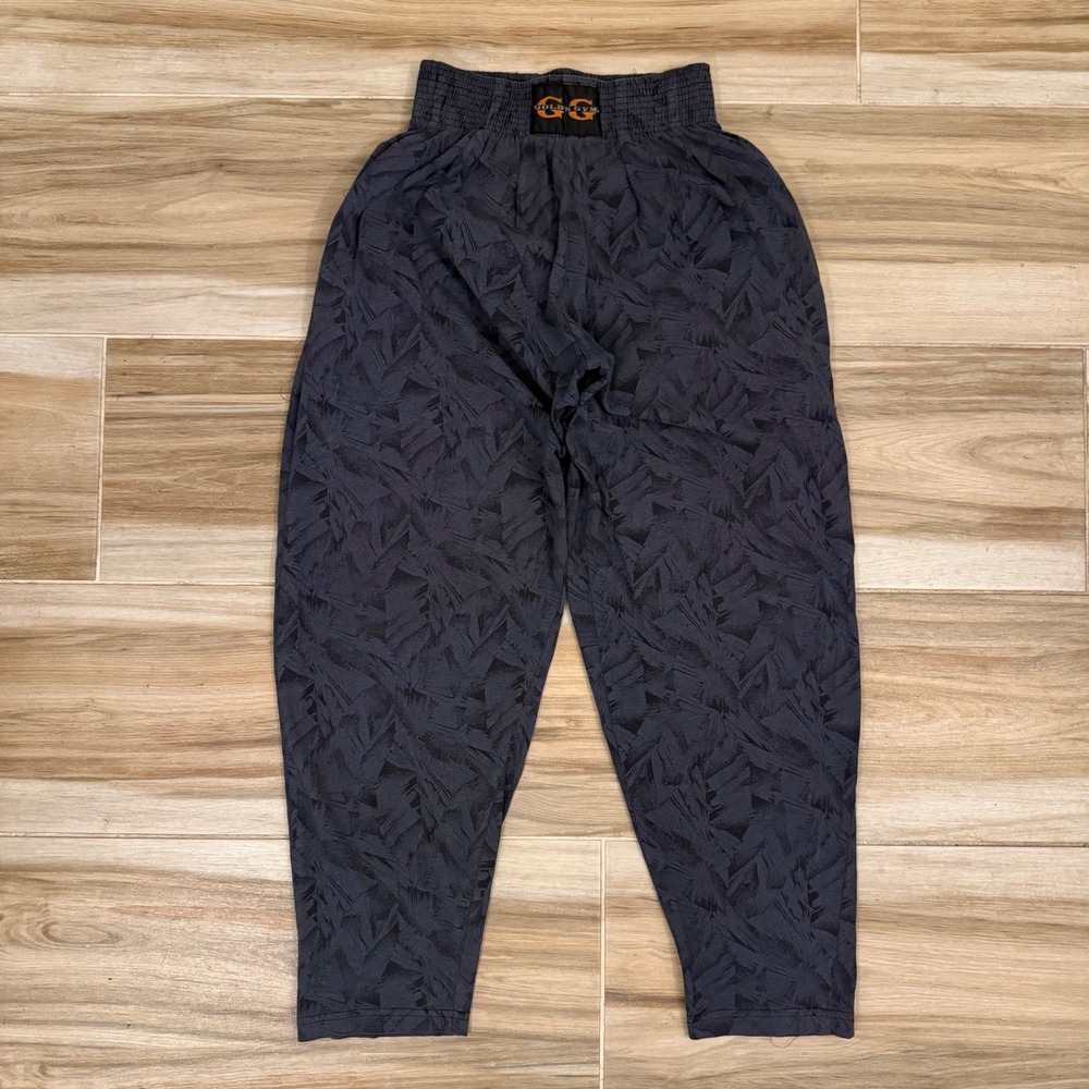 Vintage Golds Gym Baggy Muscle Pants Small Grey Abstract Print Made in USA GG